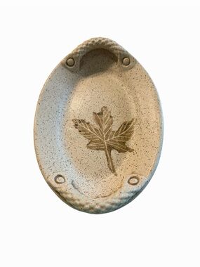 NC Pottery Trinket Dish Maple Leaf 7 in Signed 2013